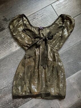 Hale Bob Vintage Golden Metallic Tie Top